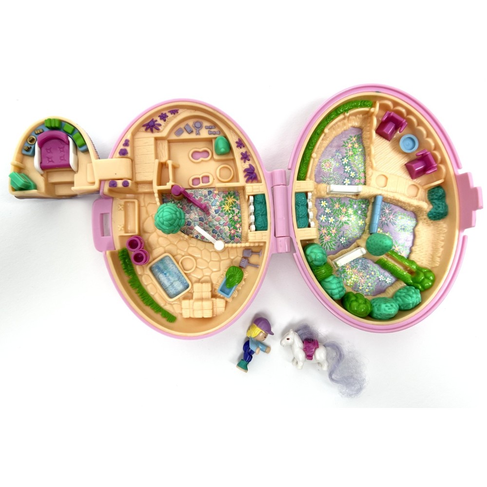 1995 Bluebird Shetland Pony Stable Pink Compact Oval Pony Horse Vtg Polly Pocket